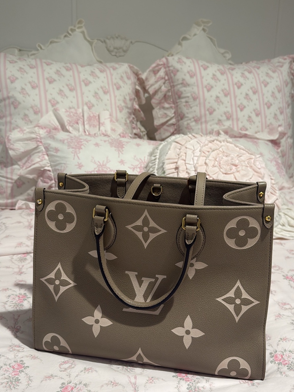 Louis Vuitton Taupe Monogram OnTheGo MM Tote